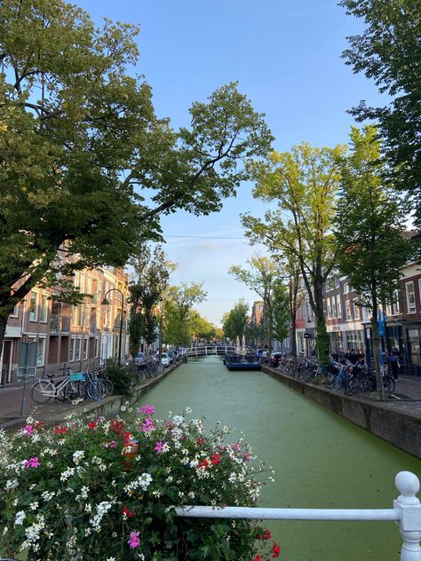 Netherlands delft olanda canale river flowers fiori landscape green spring primavera aesthetic picture instagram inspiration inspo Delft Netherlands Aesthetic, Delft Aesthetic, Primavera Aesthetic, Netherlands Aesthetic, Tu Delft, Netherlands Travel, Aesthetic Picture, Green Spring, Europe Trip