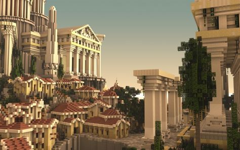 Old Buildings Architecture, Ancient Roman Houses, City Minecraft, Greek Buildings, Minecraft Kingdom, Greece House, Planet Minecraft, Greek Islands Vacation, Roman House