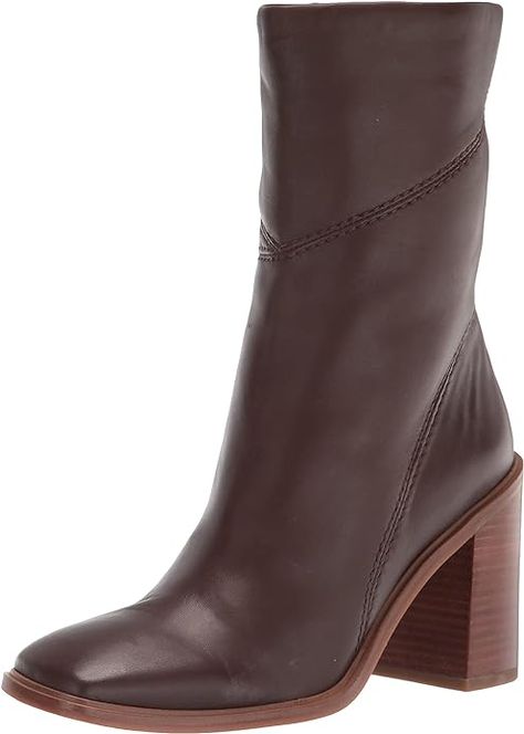 A most-loved mid-calf boot for women. These womens boots with high heels bring a chic touch to dressy and casual looks. Nappa leather, calf leather, suede or synthetic leather upper partially made from recycled materials. Side zip closure for ease. Square toe. Fashion seaming details. 7.17 inch shaft height, 9.84 inch circumference. Note: Measurements based on size 6 boot. Most Comfortable High Heels, Women's Mid Calf Boots, Madewell Boots, Women Heel Boots, How To Wear Ankle Boots, Brown Leather Heels, Leather Heeled Boots, Square Toe Boots, Slip On Boots