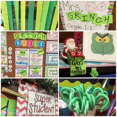 Grinch Day Classroom Transformation, Grinch Day At School, Grinch Day, Christmas Units, Grinch Christmas Party, Christmas Lesson, Christmas Teaching, Grinch Party, Holiday Classroom