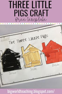 Toddlers Craft Ideas, Three Little Pigs Craft, Three Little Pigs Activities, Fairy Tales Preschool Activities, 3 Little Pigs Activities, Nursery Rhymes Preschool Crafts, Three Little Pigs Story, Three Little Pig, Nursery Rhyme Crafts