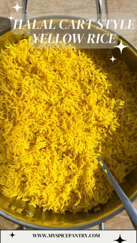 Authentic Yellow Rice, Essen, Spiced Basmati Rice, Halal Cart Rice, Yellow Basmati Rice Recipes, Basmati Yellow Rice Recipe, Lebanese Yellow Rice Recipe, Seasoned Yellow Rice, Lebanese Yellow Rice