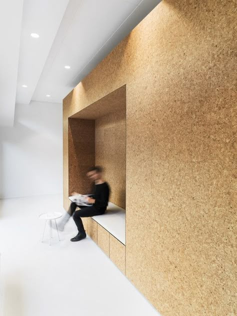 Gallery of Could Cork Be Nature’s Answer to Our Environmental and Construction Needs? - 66 Cork Wall, Workplace Design, Office Workspace, Cool House Designs, Wooden Storage, Office Interior Design, Wooden Flooring, Space Design, Interior Architecture Design