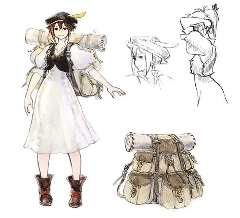 Tressa Colzione Concept Artwork from Octopath Traveler #art #artwork #gaming #videogames #gamer #gameart #conceptart #illustration Travelling Merchant Character Design, Octopath Traveler Concept Art, Traveler Drawing Character, Octopath Primrose, Octopath Traveler Tressa, Tressa Octopath Traveler, Character Design Traveler, Traveler Fantasy Art, Messenger Character Design