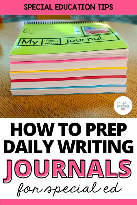 Have you been struggling to find a way to engage all of your students in writing activities? These daily writing journals are the perfect solution. Today I am sharing how to prep and organize these daily writing journals for your special education students. I talk about how to color code the journals along with how to pick the right level for your students. These writing prompts are great for writing time, morning work, and independent work stations. Learn how to prep them today! Independent Writing Activities, How To Lesson Plan, Special Education Independent Work Stations, Morning Work For Special Education, Morning Work Binder Special Education, Writing For Special Education Students, Special Ed Writing Activities, Asd Writing Activities, Independent Tasks Special Education