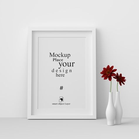 Mockup blank photo frame in white wall P... | Premium Psd #Freepik #psd #frame #mockup #frames #3d Frame Photography Ideas, Blank Photo Frame, Frame Mockup Free, Postcard Mockup, White Photo Frames, Blank Photo, Mockup Frame, Plant Art Print, Interior Minimalista