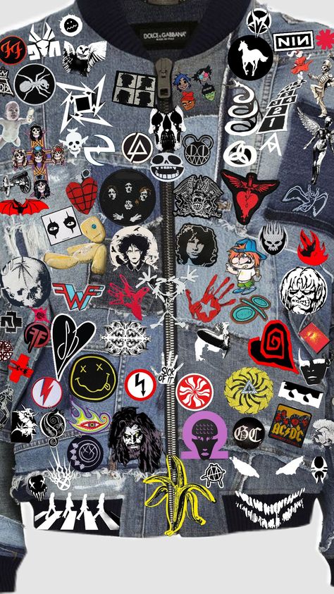 #bands #patches #battlejacket Rock Jacket, Jacket Diy, Band Patches, Patch Jacket, Battle Jacket, Diy Jacket, Denim Diy, Patches Jacket, Punk Rock