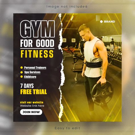 Fitness Social Media Post, Modern Instagram Post, Fitness Social Media, Gym Banner, Instagram Post Design, Fitness Marketing, Gym Wallpaper, Gym Poster, Total Workout