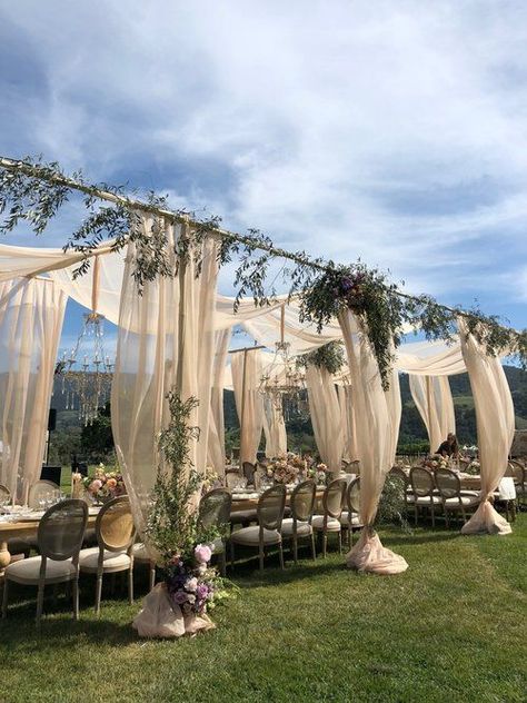 Drapes For Party, Wedding Locations California, Wedding Draping, Draping Wedding, Wedding Setup, Rustic Bridal, Future Wedding Plans, Bridal Shower Rustic, Outdoor Wedding Decorations