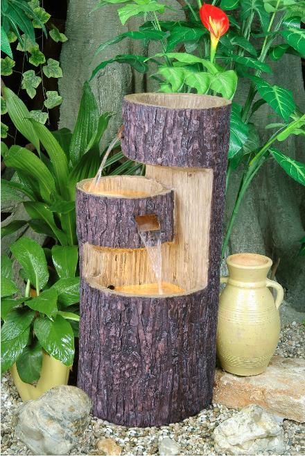 3 Tier Wooden Trunk Fountain Water Feature Water Fountain For Home, Outdoor Thanksgiving, Home Drawing, Wooden Trunk, Drawing Home, Wallpapers Home, Tabletop Water Fountain, Garden Water Fountains, Nails Home