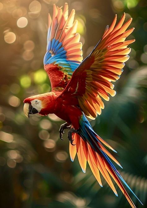 Parrot Flying, Mechanical Animals, Parrot Pet, Parrots Art, Animals Care, Macaw Parrot, Beautiful Fish, Tropical Birds, Red Birds