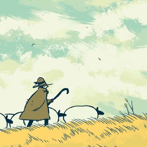 Aesthetic Animation Gif, Things To Animate, Character Animation Gif, Sheep Animation, Illustrated Animation, Aesthetic Animation, Animation Aesthetic, Animal Animation, Illustration Gif