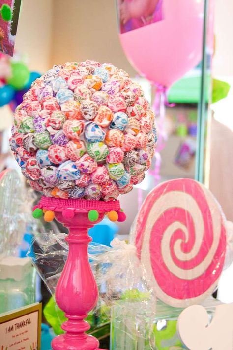 SWEET SHOP YUMMILAND CANDYLAND Birthday Party Ideas | Photo 1 of 332 | Catch My Party Lila Party, Candyland Birthday, Candyland Party, Simple Centerpieces, Styrofoam Ball, Candy Party, Mod Podge, Candy Land, Birthday Fun