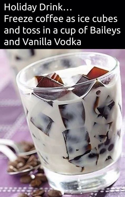 Perfect fall/winter drink. Coffee Ice Cubes, Frozen Coffee, Vanilla Vodka, Winter Drinks, Alcohol Drink Recipes, Christmas Cocktails, Drinks Alcohol Recipes, Alcohol Recipes, Holiday Drinks