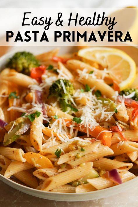 Essen, Healthy Pasta Primavera, Penne Pasta Primavera, Vegetable Primavera, Easy Pasta Primavera, Chicken Primavera Pasta, Penne Pasta Recipes, Pasta Primavera Recipe, Healthy Pasta Dishes