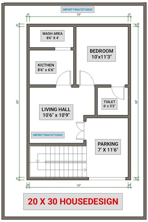 30 By 20 House Plans, 20 X 30 Floor Plan Layout 2 Story, 20 30 House Plan, 20 X 30 Floor Plan Layout, 20×30 House Plan, 20x30 House Plans, Budget House Plans, North Facing House, Small House Blueprints