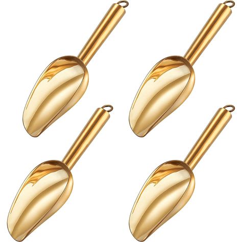 TeamFar Mini Scoop Set of 4, 3 Oz Small Canister Jar Scoops, Gold Candy Utility Scoops Stainless Steel for Scooping Coffee Bean/Sugar/Flour/Spice. Enhance your coffee bar setup with these stylish and versatile scoops. (Amazon disclaimer: As an Amazon Associate, I earn from qualifying purchases.) Ice Scoops, Flour Scoop, Gold Candy, Ice Scoop, Ice Cream Scoops, Specialty Tools, Stainless Steel Flatware, Bowl Designs, Coffee Bean