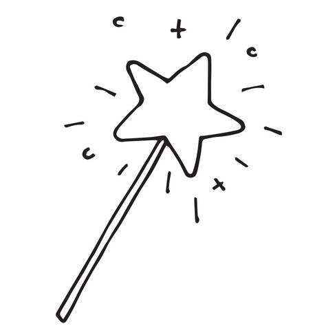 Vector illustration in doodle, flat, cartoon style. Magic wand. A simple cute drawing for children, a magic wand with a star on the end for little princesses. isolated on a white background. Magic Wand Drawing, Magic Drawing Ideas, Drawing For Children, Magic Drawing, Cute Drawing, Magic Wand, Cartoon Style, Drawing Ideas, Vector Illustration