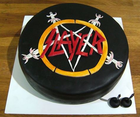 Slayer cake Surprise 40th, Drum Cake, Guitar Cake, Metal Boy, Birthday Cakes For Men, Cakes For Men, Cake Designs Birthday, Vegan Options, Dad Birthday