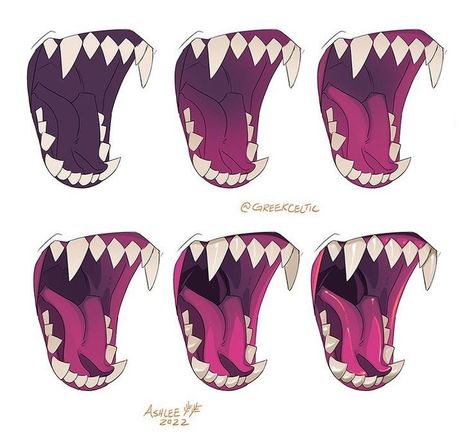 Animal Mouth Reference, Rival Poses Drawing Reference, Jaw Open Reference, Dog Teeth Drawing, Jaw Reference, Feral Poses Reference, Abs Drawing Reference, Feral Poses, Teeth Drawing