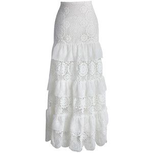 Chicwish Crochet Ruffle Layers Maxi Skirt Long Ruffle Skirt, Maxi Skirt White, Long Chiffon Skirt, Crochet Maxi Skirt, Sheer Maxi Skirt, Skirt Crochet, Long Floral Skirt, White Long Skirt, Ruffle Maxi Skirt