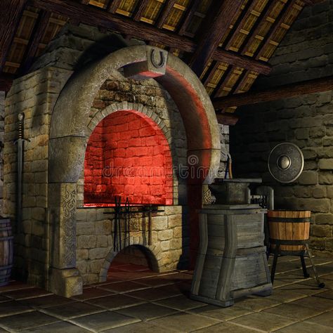 Medieval Forge, Environment Projects, Blacksmith Forge, Mount Olympus, La Forge, Fantasy Setting, Forged Iron, Blacksmithing, Design Projects