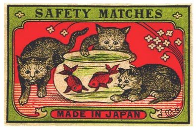 Matchbook Art, Matchbox Art, Safety Matches, Vintage Packaging, Japanese Graphic Design, Vintage Labels, Vintage Cat, Vintage Ephemera, Vintage Graphics