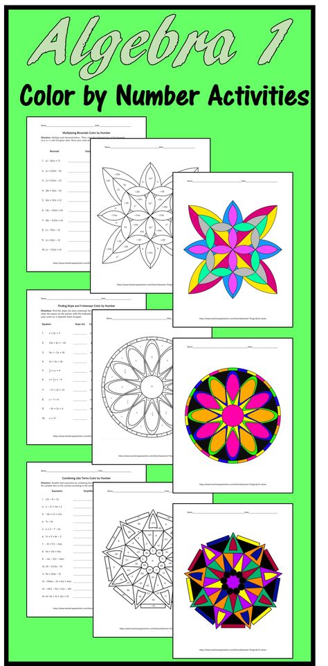 Engage your students with these fun yet challenging Algebra 1 color-by-number activities! Algebra Art Projects, Algebra 1 Projects, Algebra Projects High School, Math Projects Highschool, High School Algebra Classroom, Algebra Activities High School, Fun Algebra Activities, Algebra 2 Activities, Algebra Projects