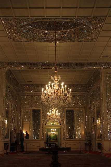 Mirror's Hall, Niavaran Palace, Tehran, Iran. It sparkles in a still photograph, can you imagine it in person? Tehran, Niavaran Palace, Royal Aesthetic, Tehran Iran, Gold Aesthetic, Classy Aesthetic, Beautiful Architecture, Design Case, Pretty Places