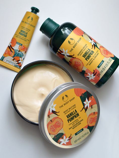 The Body Shop Vanilla Pumpkin Limited Edition Range Use code AFFNAVILLE for 20% off https://inspirationshaveinone.blogspot.com/2023/10/the-body-shop-vanilla-pumpkin-limited.html #bbloggers #tbsaff #thebodyshop #pumpkin #vanilla #veganskincare #discountcode #showercream #bodybutter #handcream #sheabutter #aloevera The Body Shop Vanilla, Body Shop Vanilla, Skincare Routine Products, Body Shop Body Butter, Fragrance Lab, Makeup Accesories, Cream Aesthetic, Body Care Routine, Facial Massage