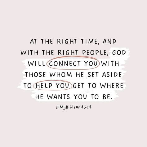 Just a quick reminder that God is and will always be faithful to work out everything according to His perfect timing. After all, He knows what we need better than we do. He will connect you to the right people who will help you get to where God wants you to be. Trust Him with all your heart. 👉 Trust in the Lord with all your heart and lean not on your own understanding; in all your ways submit to him, and he will make your paths straight. (Proverbs‬ ‭3‬:‭5‬-‭6‬ ‭NIV) 👉 “For I know the plans... God Gives You The People You Need, God Will Help You Quotes, Morning Blessings For Him, God Perfect Timing, Connecting Quotes, Aesthetic Reminders, Encouragement Board, God's Perfect Timing, Working Mom Quotes