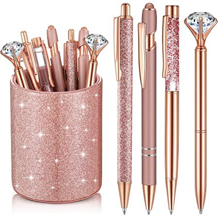 Girl Boss Office Decor, Gold Office Supplies, Rose Gold Office, Rose Gold Pen, Office Christmas Gifts, Bling Gifts, Gold Office, Gold Desk, Fancy Pens