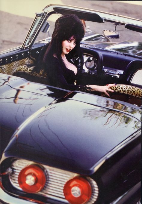 Elvira and the Macabre Mobile Elvira Movies, Cassandra Peterson, Elvira Mistress Of The Dark, Horror Icons, Bettie Page, Psychobilly, Creepy Halloween, Vintage Horror, Classic Horror