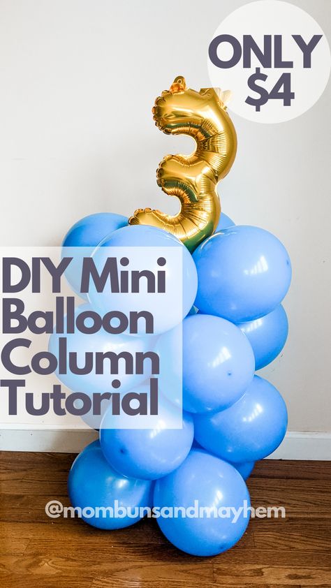 DIY Balloon Column Tutorial with supplies from Dollar Tree, only cost $4! Perfect for photoshoots & parties! Diy Balloon Decoration, Dollar Tree Party Ideas Birthdays, Dollar Tree Diy Backdrop, Diy Balloon Marquee, Easy Balloon Tower Diy, How To Make Balloon Towers, How To Do A Balloon Column, Diy Dollar Tree Graduation Decorations, Dollar Tree Backdrop Ideas Birthday