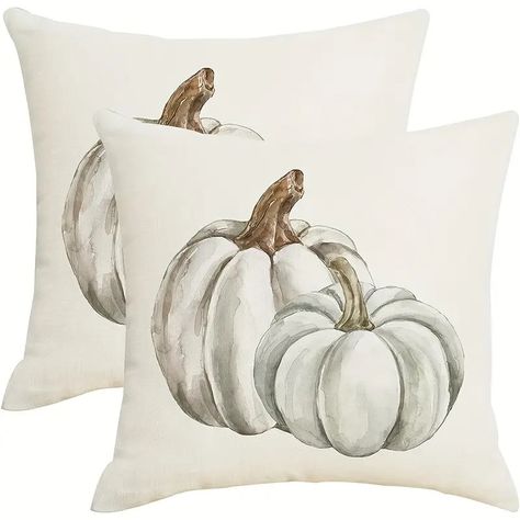 Linen Throw Pillow Covers White Teal Grey - Temu Grey Pumpkin, Outdoor Furniture Decor, Pumpkin Pillows, Watercolor Pumpkins, Bed Couch, Teal And Grey, Linen Pillow Covers, Linen Throw Pillow, Pumpkin Pattern