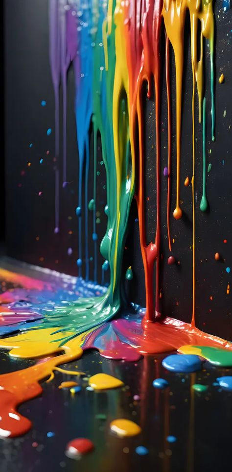 Paint Drip Wallpaper, Drippy Paintings, Dripping Paint Art, Dripping Paint, Drip Drop, Paint Art, Colorful Backgrounds, Art Painting, Rainbow