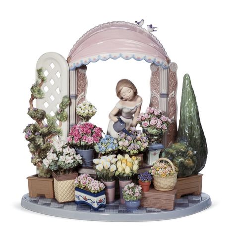 LLADRO GIRL WITH FLOWERS  8250 SEASON ROMANTIC FEELINGS  01008250 NEW IN BOX Flowers Composition, Women And Flowers, Romantic Feelings, Lladro Porcelain, Lladro Figurines, Porcelain Eggs, Objet D'art, Porcelain Figurines, Royal Doulton