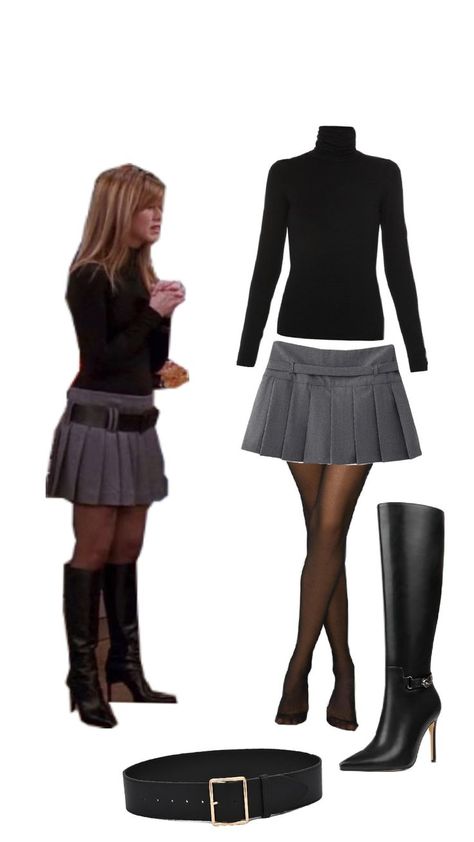 #rachelgreen #friends #outfits Friends Rachel Outfits, Estilo Rachel Green, Rachel Green Style, Friends Outfits, Rachel Green Outfits, Modesty Outfits, Grey Skirt, Stylish Work Attire, Halloween Costume Outfits