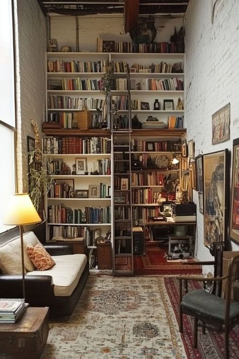 Make the most of your small home by going vertical! Use wall-mounted shelves, hanging storage, and tall bookcases to free up floor space and keep your home organized. 📚🛠✨ #VerticalStorage #SmallHomeDecor #SpaceSaving #Organization Tall Bookcases, Home Libraries, Vertical Storage, Wall Mounted Shelves, Hanging Storage, Small Home, Floor Space, Artist Studio, Storage Solutions