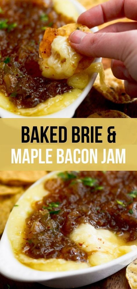 Maple Bacon Onion Jam Recipe, Brie Cheese Dip, Maple Bacon Onion Jam, Maple Jam, Bacon Onion Jam Recipe, Maple Bacon Jam, Onion Jam Recipe, Top Appetizers, Brie Cheese Recipes