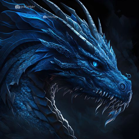 Blue Dragon Aesthetic, Dark Blue Dragon, Water Dragon, Blue Dragon, Dragon Rider, Dragon Art, The Elf, Blue Water, Character Outfits