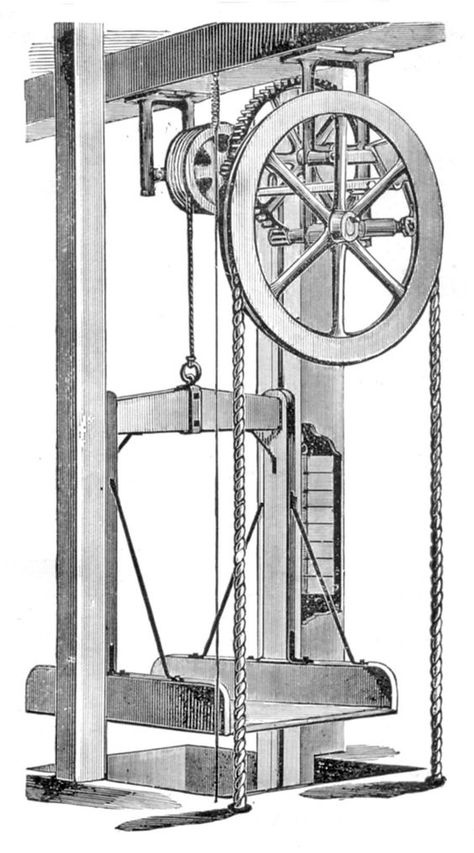 Edwin Harrington, Hand Power Elevators, pages 142-143 Antique Elevator, Craftsman Remodel, Elevator Design, Glass Elevator, Serra Circular, Blacksmith Tools, Off Grid Cabin, 광고 디자인, Sleeping Loft