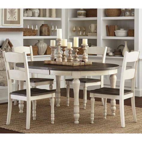 Ginger 5 Piece Round Dining Set - WHITE | Star Furniture Brown House Decor, Black Metal Dining Chairs, Door Accents, Kitchen Dining Room Ideas, Table Redo, Round Dining Room Sets, Unique Dining Tables, Upcycle Furniture, Round Dining Set