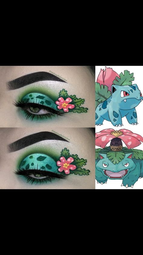 Pokemon Eye Makeup, Pikachu Eye Makeup, Snorlax Makeup, Bulbasaur Makeup, Pokemon Inspired Makeup, Pokemon Makeup Looks, Video Game Makeup, Eevee Makeup, Pikachu Makeup