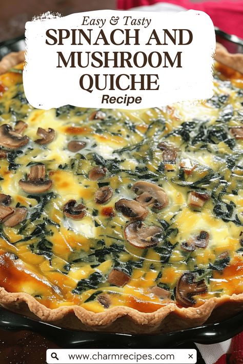 How to Make a Delicious Spinach and Mushroom Quiche Quish Recipes, Spinach And Mushroom Quiche, Spinach Mushroom Quiche, Mushroom And Spinach Quiche, Vegetarian Quiche Recipes, Vegetarian Quiche, Spinach Quiche Recipes, Spinach And Mushroom, Mushroom Quiche