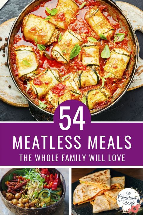 Meatless Meals Dinners, Dinner Meatless, Easy Recipes For Family, Recipes For Family Dinner, Meatless Meals Healthy, Vegetarian Dinner Recipes, Easy Vegetarian Dinner, Easy Budget, Meatless Main Dishes