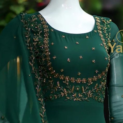 Aari Work Kurti Designs Latest, Aari Work Anarkali Dress, Polo Tako Hand Work Kurti, Chudithar Aari Work Design, Aari Work In Kurti, Aari Embroidery Designs For Kurtis, Aari Work On Kurti, Aari Work Chudithar Design, Kurti Aari Work Designs