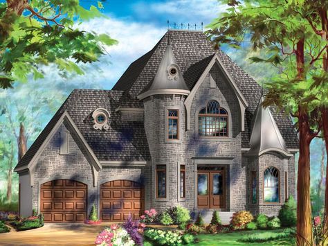 072H-0240: European House Plan  Looks Like a Castle Castle House Plans, Castle Building, Design Homes, European House Plans, European House Plan, European Home, Bedrooms Ideas, European Home Decor, European House