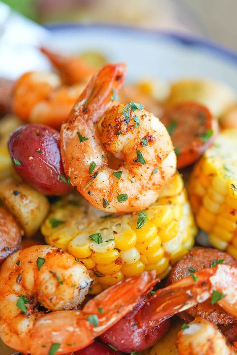 Shrimp Boil Foil Packets Shrimp Boil Foil Packets, Shrimp Boil Foil Packs, Corn And Potatoes, Shrimp Boil Foil, Shrimp Corn, Foil Pack Dinners, Foil Packet Dinners, Foil Pack Meals, Pastas Recipes