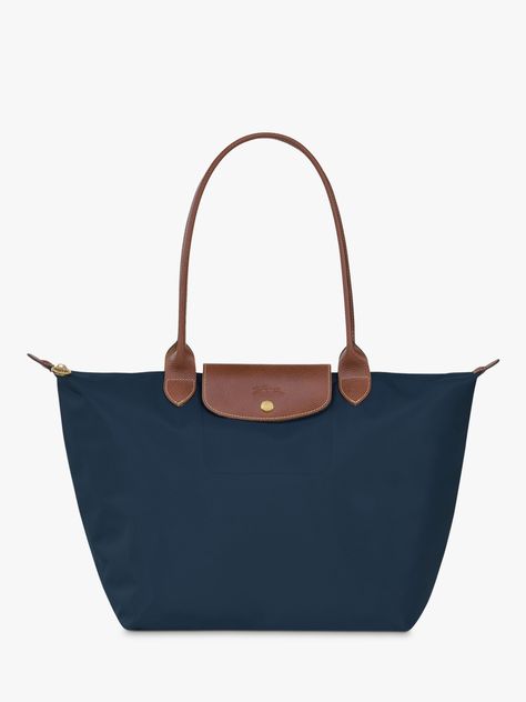 Longchamp Le Pliage Original Large Shoulder Bag, Navy Longchamp Le Pliage Large, Longchamp Tote, Longchamp Bag, Navy Bag, Light As A Feather, Recycled Canvas, Pretty Bags, Large Shoulder Bags, Shoulder Tote Bag